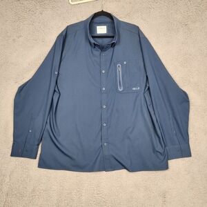 Gillz Mens 2XL Performance Fishing Shirt Navy Long Sleeve Button Down  Quick Dry